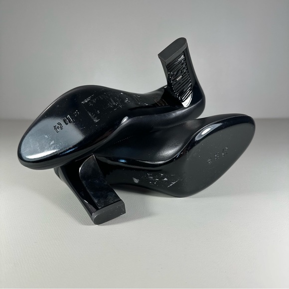 Moschino Milano Black Leather Heel Logo Pumps - Picture 9 of 10